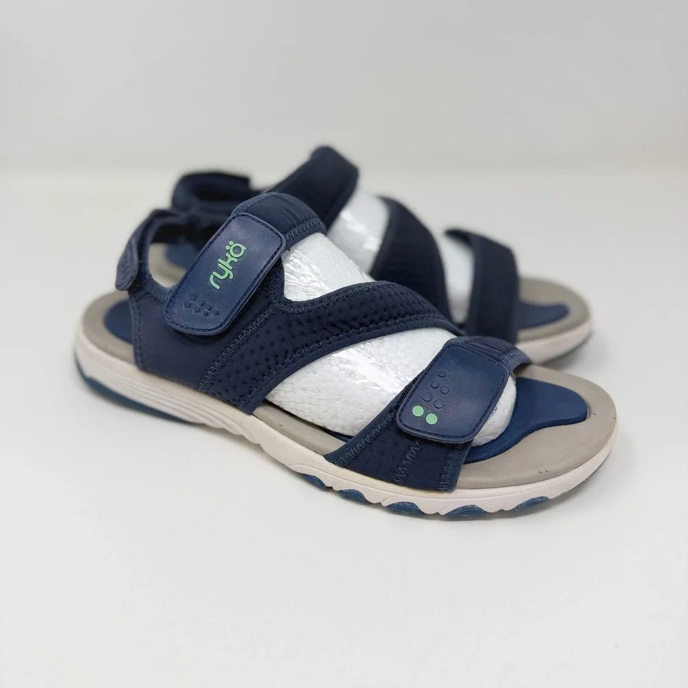 Ryka Womens 8.5W Navy Blue Dominica SML Sport Sandals Adjustable Walking Shoes